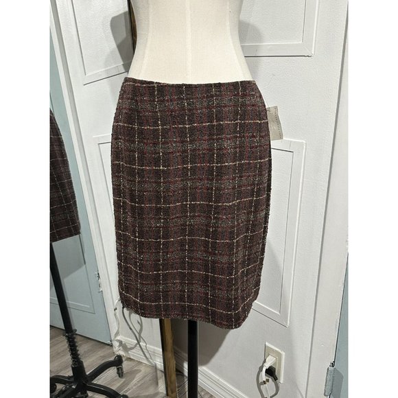 Philippe Adec Dresses & Skirts - PHILIPPE ADEC PARIS Wool Brown Wool Print Skirt Size 10 NEW/NWT